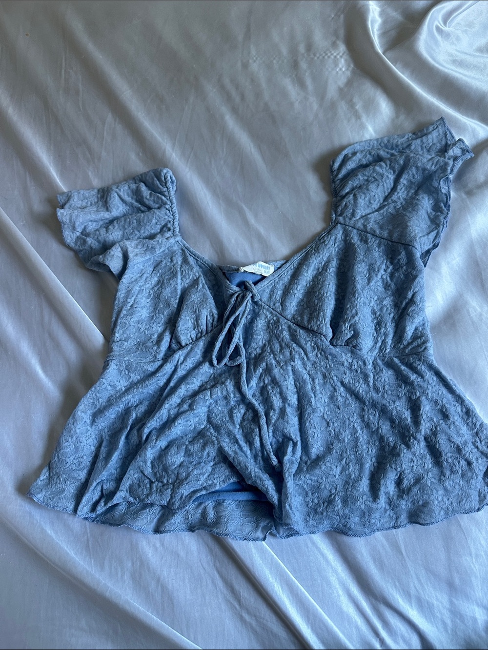 Light Blue Women's Tie-Front Blouse